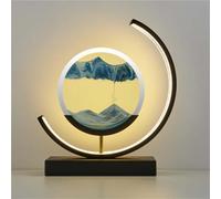 GUODDM Lampe De Chevet « Tableau Mouvant » en Sable, Veilleuse Décorative en Verre Façon Sablier pour Chambre, Lampe De Bureau De Style Chinois, Accessoire De Décoration Intérieure Unique(Blue)