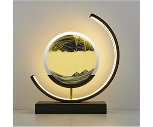 GUODDM Lampe De Chevet « Tableau Mouvant » en Sable, Veilleuse Décorative en Verre Façon Sablier pour Chambre, Lampe De Bureau De Style Chinois, Accessoire De Décoration Intérieure Unique(Green)