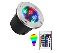 GUODDM Lampe Jardin Enterré - Spot Encastrable Exterieur, Projecteur sous-Marin Encastré RVB Coloré À Télécommande IP68 Étanche Éclairage De Sol Encastré pour Les Lumières De Jardin D'allée(12V,6W)
