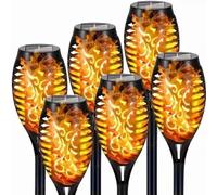 GUODDM Lampe Solaire sur Piquet Effet Flamme - Éclairage D'extérieur Résistant Aux Intempéries pour Allées, sans Fil Et avec Allumage Automatique À La Tombée De La Nuit(White,8PCS (1.2V))