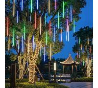 GUODDM Lot de 20 Lampes LED Effet Météore - Guirlande Lumineuse De 50 Cm (intérieur/extérieur) avec 720 LED pour Un Éclairage Éclatant(Warm White,50cm(Solar-Powered))