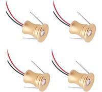 GUODDM Lot De 4 Ou 6 Mini Spots LED - Lampe D'escalier 1 W, Spot Encastrable, Plafonnier Intégré, Éclairage Discret pour Mur D'arrière-Plan Et Plafond(4pcs-Gold,DC12V-White)