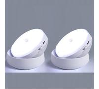GUODDM Lumière LED À Détecteur De Mouvement, Veilleuses Magnétiques Rechargeables par USB, Rotation À 360° Activée, Collante/placable/Portable/Compartiment À Piles(White Light,2pcs)