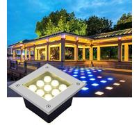 GUODDM Luminaire Encastré Carré - 9 W, Spots De Jardin Encastrés, Spot LED D'extérieur, Étanchéité IP65, pour Terrasses, Escaliers, Allées, Pelouses Et Éclairage Paysager(Blue,24w)