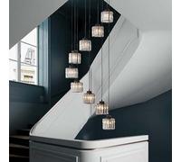 GUODDM Lustre en Cristal - Plafonnier Encastré 6/9 Lumières pour Entrée, Escalier Et Décoration Intérieure - Éclairage Élégant en Forme De Goutte De Pluie(Black,9 Lights)