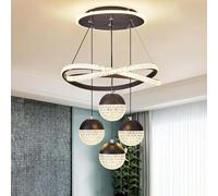 GUODDM Lustre Suspendu LED À Intensité Variable, Luminaire De Plafond À Hauteur Réglable, Éclairage De Décoration Intérieure Contemporain, pour Salle À Manger Et Îlot De Cuisine(Black)