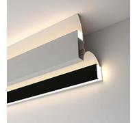 GUODDM Profilé en Aluminium Robuste pour Bande LED Tricolore, Réflecteur Mural sans Fente, Diffuseur De Lumière Suspendu pour Corniche Décorative(Black,16m(52.5ft))