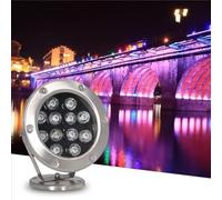 GUODDM Projecteur LED sous-Marin for Bassin, Projecteur D'extérieur Rotatif, Projecteur De Jardin 24 V, Éclairage De Fontaine À LED À Angle Réglable en Acier Inoxydable, Étanche IP68(White,36w)