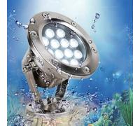 GUODDM Projecteur LED Submersible pour Bassin, Projecteur Rotatif 12 V, Étanche IP68, Idéal pour Jardin, Piscine, Cour, Fontaine RGB(Blue,6W)