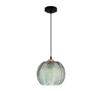 GUODDM Suspension À 3 Têtes, Abat-Jour en Verre À Rayures Vertes, Cordon Réglable, Luminaire Suspendu pour Îlot De Cuisine, Chambre, Salon Ou Évier(1-Light)