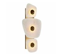 GUOGUOSM Applique Murale LED de Style Industriel médiéval, Applique en albâtre Naturel, Lampe Murale en Laiton et marbre de 48 cm, luminaires décoratifs pour Chambre, escalier ou Salle à Manger