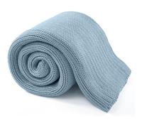 Guohaoi - Couverture lestée en tricot pour adultes (Bleu Brume 122 x 183 cm; 5,4 kg) sans perles - Couverture rafraîchissante pour les dormeurs chauds - Décoration d'intérieur - Couverture respirante