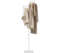GUOHNHE Porte Manteau, Moderne Portant à Vêtements, 30x30x176 cm, Blanc | Portant à Vêtements à Double Colonne, Portemanteau sur Pieds avec Dalles de Roche Lourdes, pour Entrée, Couloir