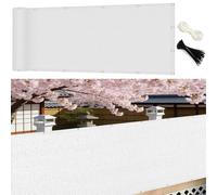 GUOJUN Brise Vue 110 x 280 cm Protection UV, Coupe-Vent, Respirant Cache Vue Balcon, Clôture d'ombrage avec Attaches de Câble Œillets pour Jardin, Balcon, Blanc