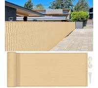 GUOJUN Brise Vue 130 x 800 cm Protection UV, Coupe-Vent, Respirant Cache Vue Balcon, Clôture d'ombrage avec Attaches de Câble Œillets pour Balcon Jardin Terrain, Jaune Sable