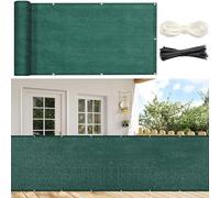 GUOJUN Brise Vue Balcon 40 x 1200 cm Protection UV, Coupe-Vent, Respirant Cache Brise Balcon avec Attaches de Câble Œillets pour Jardin, Vert Foncé