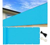 GUOJUN Brise Vue Balcon 75 x 770 cm Hdpe, Respirant, Vent, UV Résistant Cache Vue Balcon, Clôture d'ombrage avec Attaches de Câble Œillets pour Jardin, Bleu Ciel