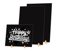 GUOKOFF Enseignes de Tableau Noir A5, Lot de 3 Mini Ardoise de Table Avec Supports en Bois, Petit Décor Pour Table