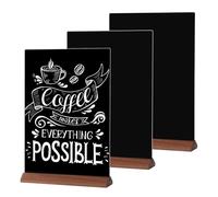 GUOKOFF Enseignes de Tableau Noirs A5, Lot de 3 Tableau Noir pour Table, Tableaux Noirs avec Supports en Bois, Double Face Ardoise de Table Décoratives pour Tableaux Noir pour Bar Café Mariage
