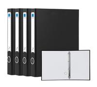 GUOKOFF Lot de 4 Classeurs à 4 Anneaux, Classeurs à Anneaux A4, Dos de 45mm, Classeur 4 Anneaux Cartonné pour Bureau école (Noir)