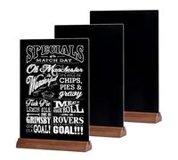 GUOKOFF Tableau Noir A5, Lot de 3 Tableau Noir pour Table, Enseignes de Tableaux Noirs avec Supports en Bois, Double Face Ardoise de Table Décoratives pour Restaurant Menu Bar Café Mariage