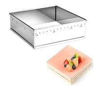 Guowall Cadre à Pâtisserie Carré, Moule à gâteau Extensible Moule Rectangulaire Patisserie en Acier Inoxydable Pour Gâteaux Desserts Mousse, 15-28cm