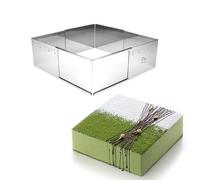 Guowall Cadre à Pâtisserie Carré, Moule à gâteau Extensible Moule Rectangulaire Patisserie en Acier Inoxydable Pour Gâteaux Desserts Mousse, Réglable 15-26 cm, Hauteur 10 cm