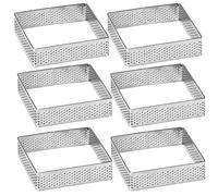 Guowall Cercle à Tarte Perforé Carré, Anneau à Tarte de PâTisserie, Acier Inoxydable (7.5 * 7.5 * 2cm)