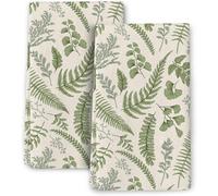 GUOYOU 2 Pièces Torchon Cuisine, Doux Torchon Microfibre, Super Absorbant Serviette Main, Facile à Laver Serviette Cuisine, Torchon Vaisselle Vert Sauge Artistiques pour Crémaillère Décoratif