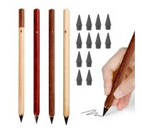 GUOYOU 4 PCS Crayon Réutilisable Crayon Papier Portable avec 12 PCS Nib Remplaçable, Forme Ergonomique, pour les Enfants et les Adultes, Adapté aux Examens, à l'École, au Dessin