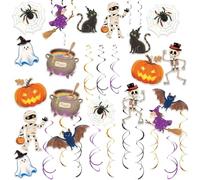 GUOYOU 48 Pièces Halloween Guirlande Papier, Citrouilles Banderole | Spiral Girlanden Hängedeko Sorcière Zombie Crâne Araignée Fantômes Guirlande Fete pour Innen Outdoor Halloween Party