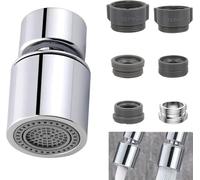 GUOYOU Mousseur Robinet, 360°Pivotant Aérateur de Robinet avec 5 Pièces Adaptateur Robinet Cuisine, 2 Modes, Aérateur Robinet Economie Eau, pour Robinet Lavabo de Salle de Bain et Cuisine