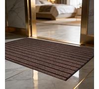 GUOZHEN Tapis Anti Salissures 95 x 120 cm Douces Absorbantes Tapis D'Entrée Premium Lavable en Machine pour Entrée, Couloir, Chien, Brun