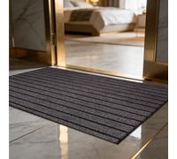 GUOZHEN Tapis Anti Salissures 95 x 120 cm Douces Absorbantes Tapis D'Entrée Premium Lavable en Machine pour Entrée, Couloir, Chien, Gris