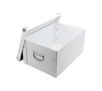 GUOZI Pliant Décoratif Boîte de Rangement avec Couvercle et Poignées en Métal - Coins Renforcés Métalliques Boîtes de Stockage de Fichiers Office (Blanc, 35 * 25 * 17.5cm)