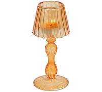 Gurfuy - Bougeoirs-tempête en Verre Transparent de Style Cristal en Forme de Lampe pour Table de Mariage, Salle à Manger, Centre de Table, fête, Festival, Rebord de fenêtre, Ambre