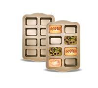 Gurlideo Lot de 2 mini moules à pain, 8 cavités pour brownie, petits moules à pain banane, doré