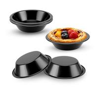 Gurlideo Lot de 5 mini moules à tarte ronds de 10,2 cm pour la cuisson des desserts - Noir