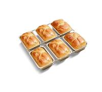 Gurlideo Lot de 6 moules à pain, petits, antiadhésifs, pour pain, gâteaux, desserts, muffins, petits moules à pâtisserie, en acier au carbone