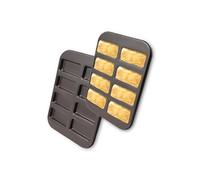 Gurlideo Mini moule à pain en acier au carbone - Moule à gâteau - Moule à pain - Moule à 8 cavités pour la cuisson au four - Mini barres granola - Pain de maïs (noir)