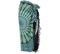 GURU SHOP Bali Sarong, serviette murale, jupe portefeuille, robe sarong mandala, homme/femme, turquoise, synthétique, taille : taille unique, sarongs et foulards, vêtements alternatifs