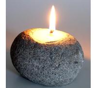 Guru-Shop Bougeoir Bougeoir D`un Galet de Pierre de Rivière, Stone, 7x12x12 cm, Bougeoir