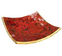 Guru-Shop Coupe Carrée en Mosaïque, Sous-verre, Coupelle Décorative, Coupe à Fruits en Céramique et Verre Faite Main - Motif 2, Orange, Taille : Grand (30x30 cm), Des Bols