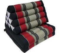 GURU SHOP Coussin thaïlandais, coussin triangulaire, kapok, lit de jour avec 2 coussins, noir/rouge, 30 x 50 x 120 cm