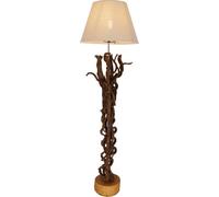 Guru-Shop Lampadaire/lampadaire, Fabriqué à la Main à Bali à Partir de Matériaux Naturels, Bois, Coton - Modèle Jade 100, Durotin, 100x32x32 cm, Lampes sur Pied en Matériaux Naturels