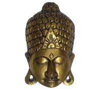 Guru-Shop Masque de Bouddha Doré, Décoration Murale Sculptée, Décoration Murale en Bois Ethno Balsa - 40 cm, or, Lebois, Bouddhas