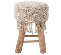 GURU SHOP Tabouret en macramé naturel bohème - Modèle 1 - 50 x 45 x 45 cm