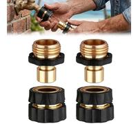 GUSHE 2 Paires Upgrade Stainless Steel Garden Hose Quick Connector Fittings, Raccord Rapide Tuyau arrosage, Raccord de Tuyau d'arrosage en Laiton 3/4, Connecteur Tuyau arrosage pour Cuisine, Jardin