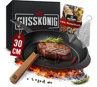 GUSSKÖNIG Poêle en fonte - Poêle en fonte de 30 cm - Poêle à griller Grill à gaz - Poêle en fonte - Poêle en fonte - Poêle en fonte robuste