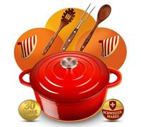GUSSKÖNIGIN Cocotte en Fonte Émaillée 28 cm - Grand Faitout Induction, Marmite Fonte Haut de Gamme, Compatible Gaz/Induction/Four, Idéale Pain au Four & Mijotés, Garantie 30 Ans
